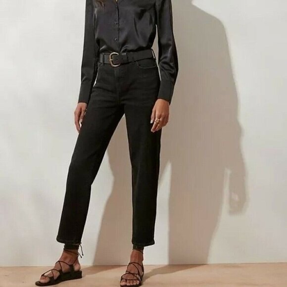 NEW Banana Republic Ultra High-Rise Straight Jeans 30/10 TALL Black Wash RAW HEM - Picture 3 of 12